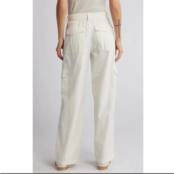 Madewell superwide griff utility pants cargo waist tie size 24 cream new - Picture 2 of 6
